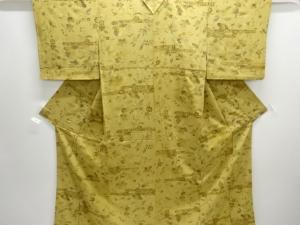 蝶に草花模様小紋着物